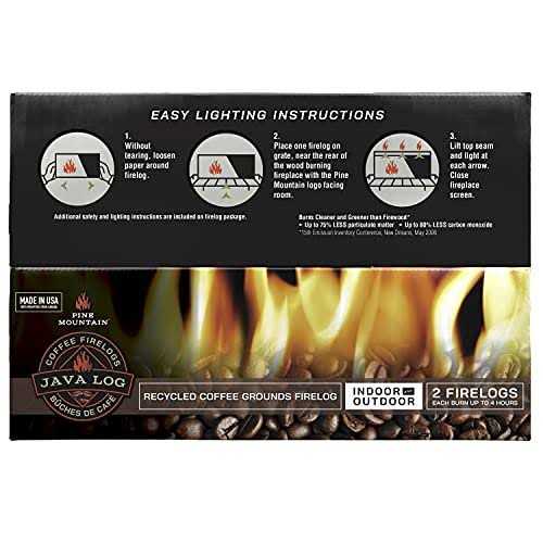 Pine Mountain Java Log Recycled Coffee Grounds 4-Hour Firelog Long Burning Firelog for Campfire