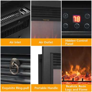 Costway 28.5 Electric Fireplace with Tempered Glass