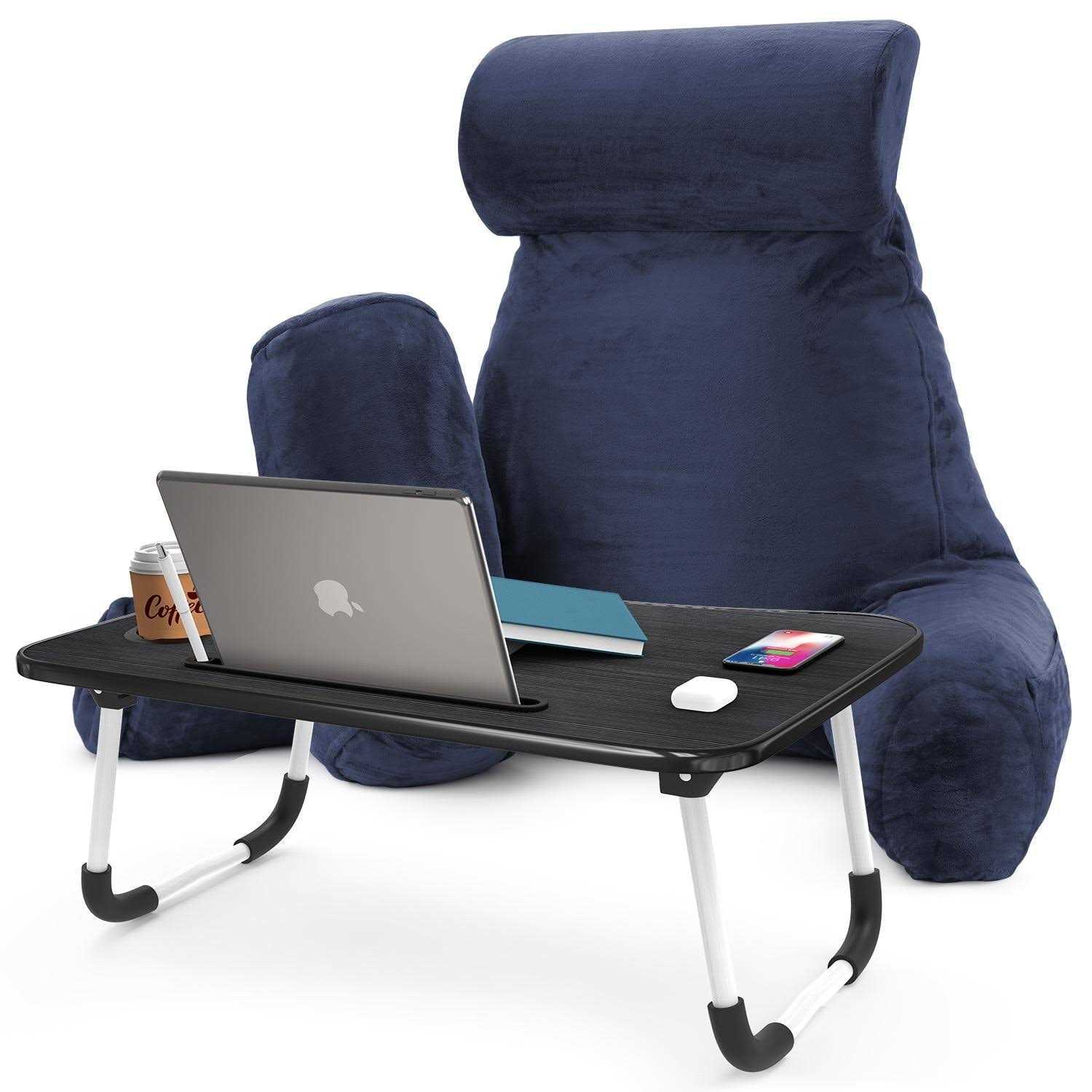 Nestl Cut Plush Reading Pillow with Portable Lap Desk Stand for Laptop