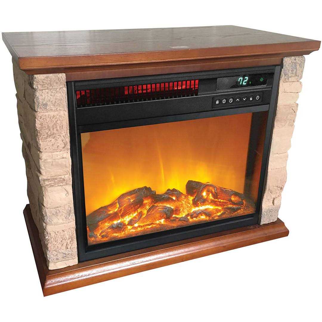 Lifesmart 3-element Small Square Infrared Fireplace with Faux Stone Accent