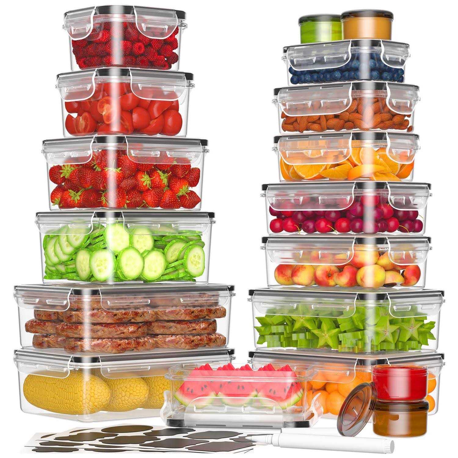 Kemethy 36-piece Food Storage Containers with Lids Airtight Plastic Food Containers for Pantry & Kitchen Storage and