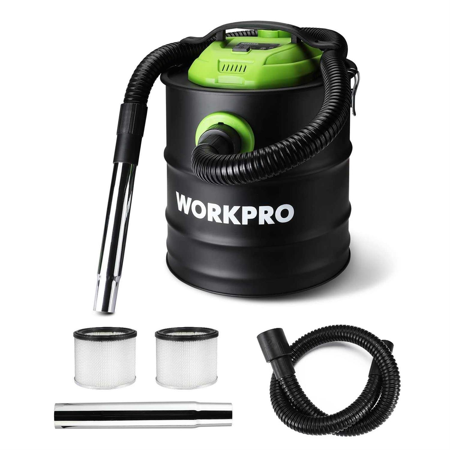 Workpro 5.2 Gallon Ash Vacuum, 5.5 Peak Horsepower Ash Vac Cleaner with Hepa Filter, Hose and Accessories for Fireplaces