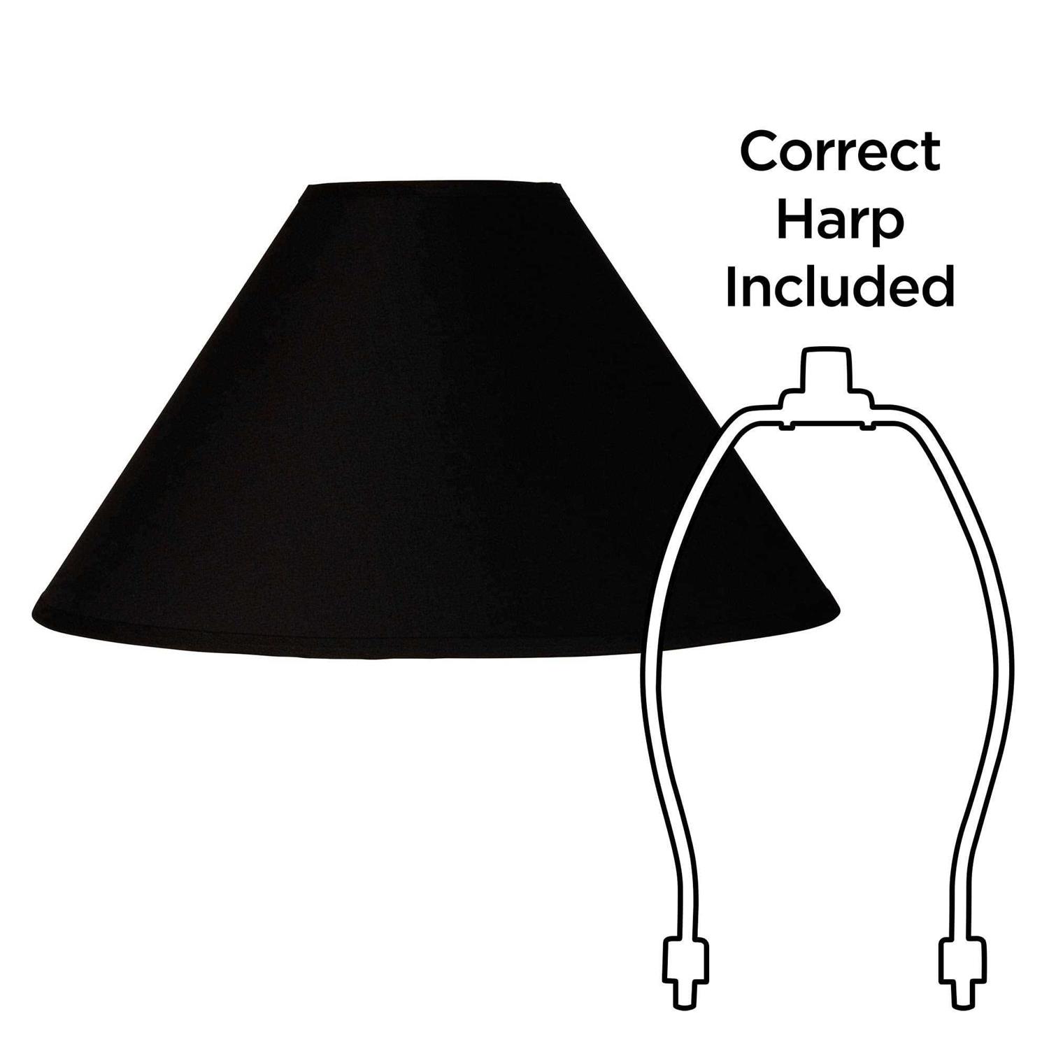Springcrest Black Large Chimney Empire Lamp Shade 6 Top x 19 Bottom x 12 Slant Replacement with Harp and Finial