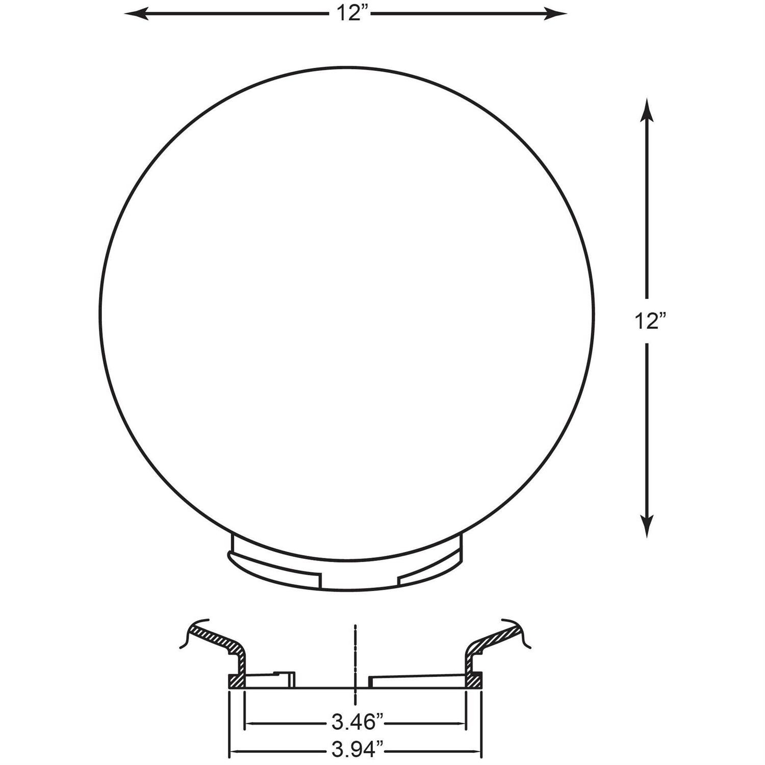 Solus 12 in. Clear Smooth Acrylic Diameter Globe S20012-CL-4F