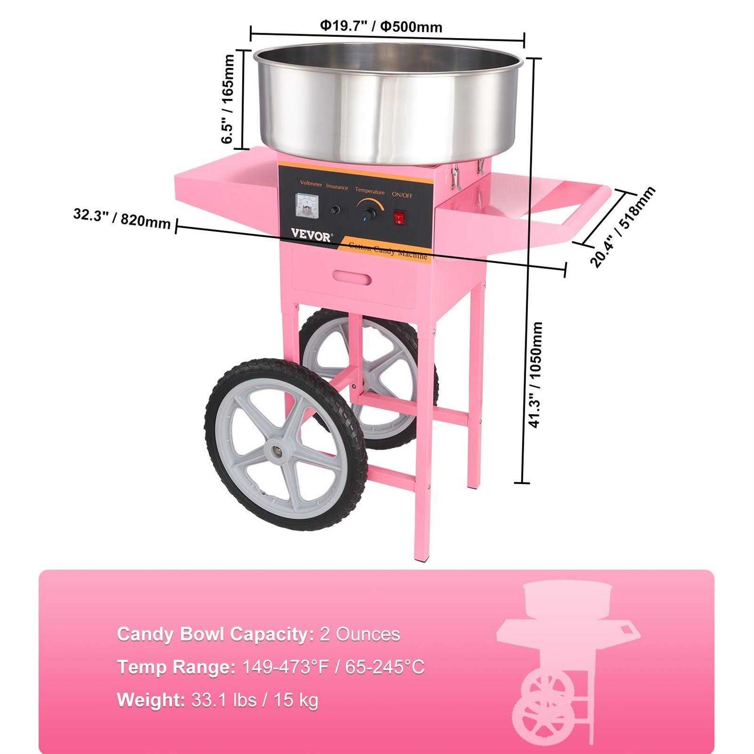VEVOR 1000W Cotton Candy Machine with Cart