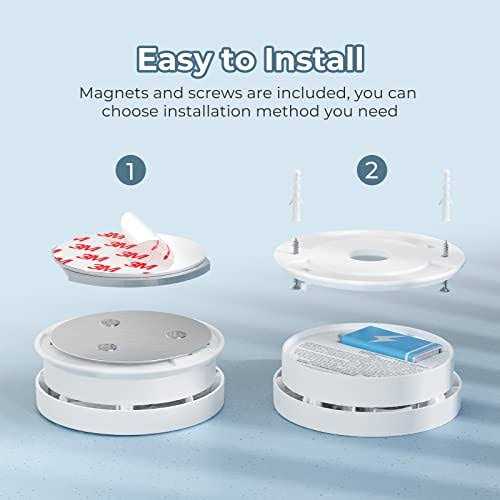 SITERWELL Smoke Detector Fire Alarm with Magnetic Fastening Kit and Built-in Battery