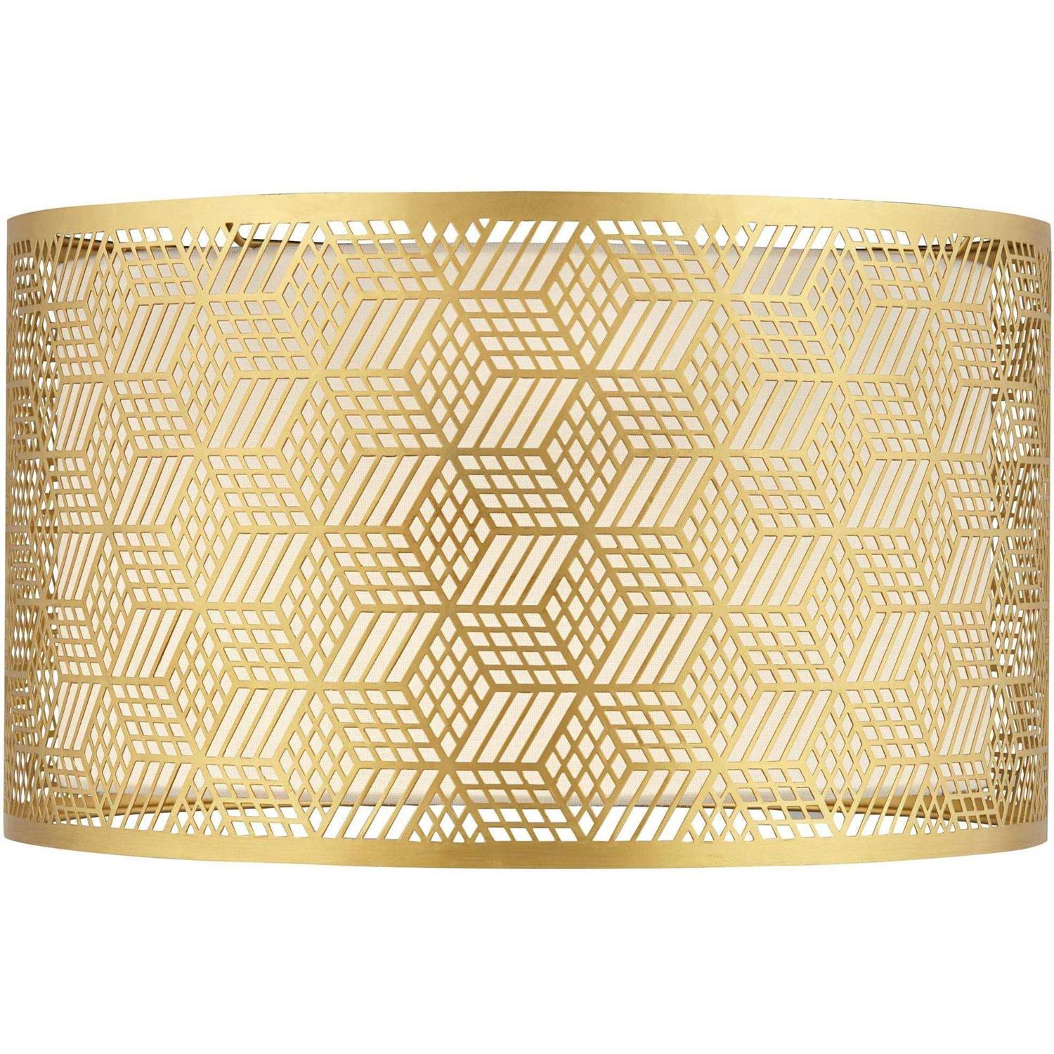 Springcrest Finish Laser Cut Metal Large Drum Lamp Shade 17 Top x 17 Bottom x 10 High Replacement