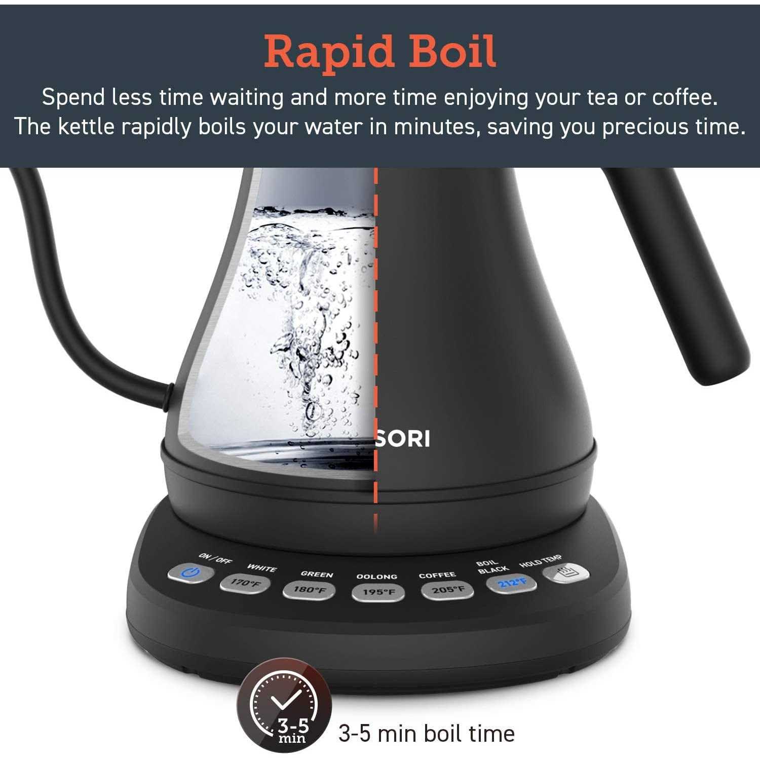 COSORI Electric Gooseneck Kettle with 5 Temperature Control Presets Pour Over Kettle for Coffee & Tea