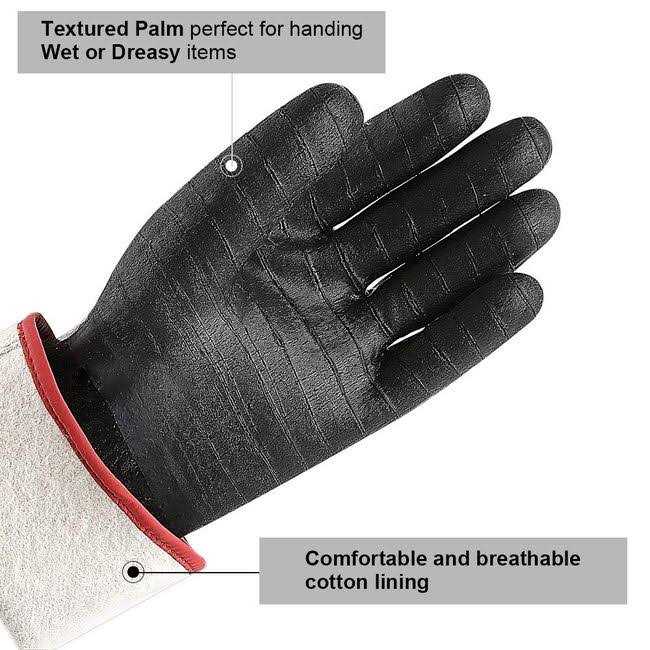 932°F Extreme Heat Resistant Gloves for Grill BBQ,Aillary Waterproof Long Sleeve Pit Grill Gloves for Fryer