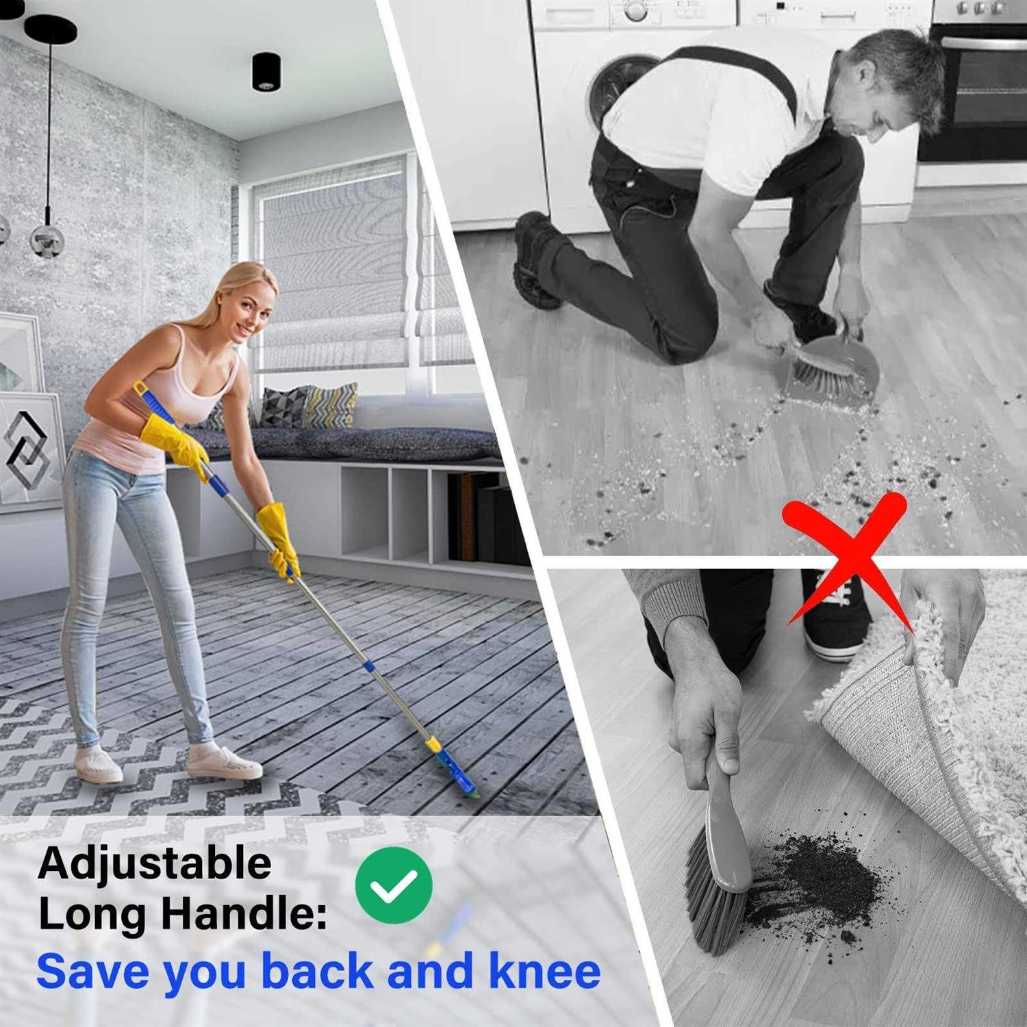 ITTAR Grout Brush with Long Adjustable Handle Swivel Scrub Brush