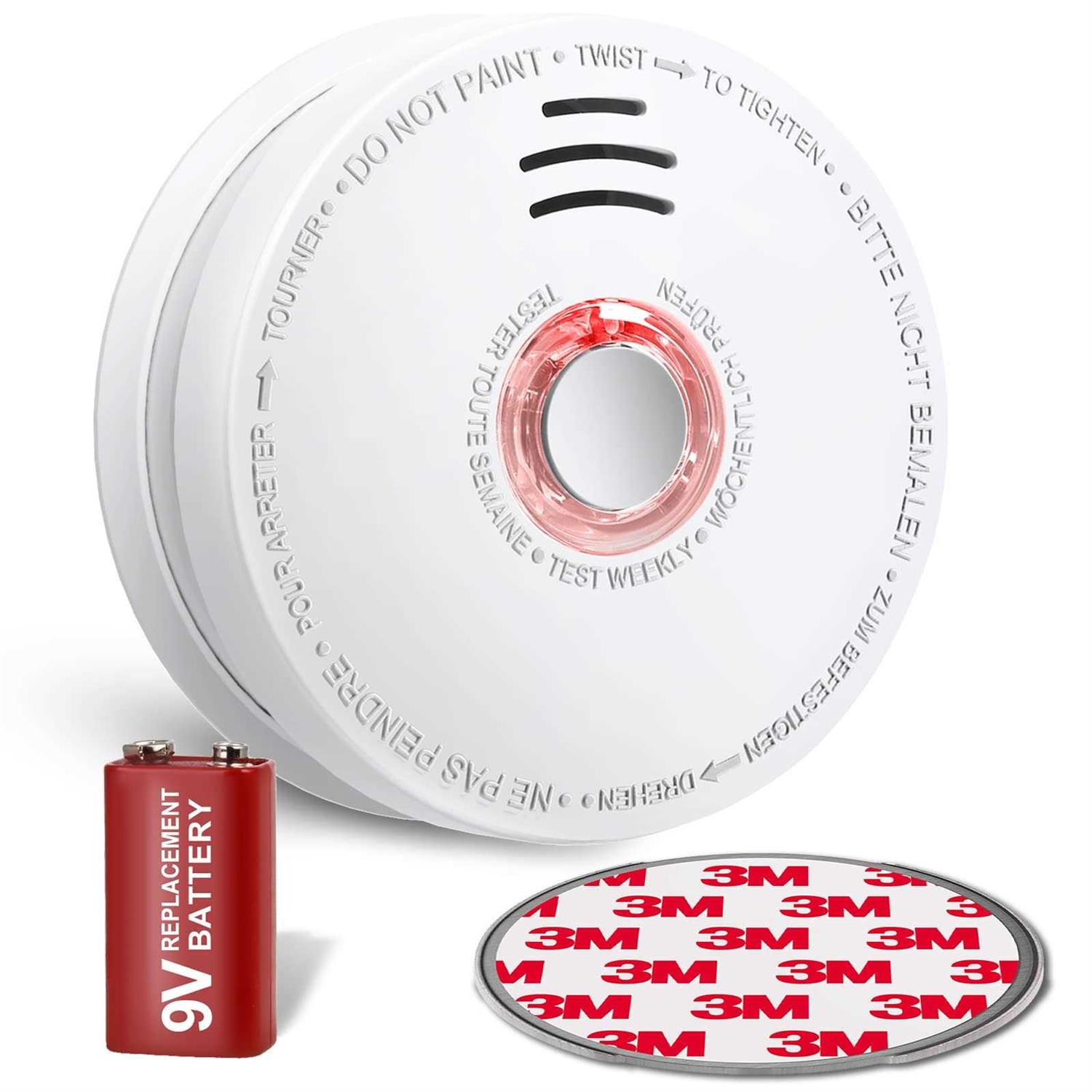 SITERWELL Smoke Detector Fire Alarm with Magnetic Fastening Kit and Built-in Battery