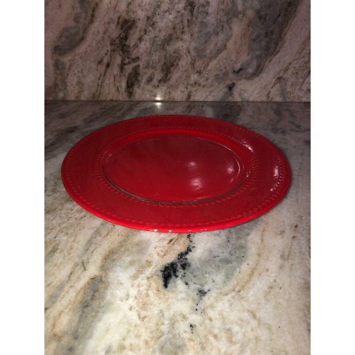 Royal Norfolk Red Beaded Ceramic Dinner Plates