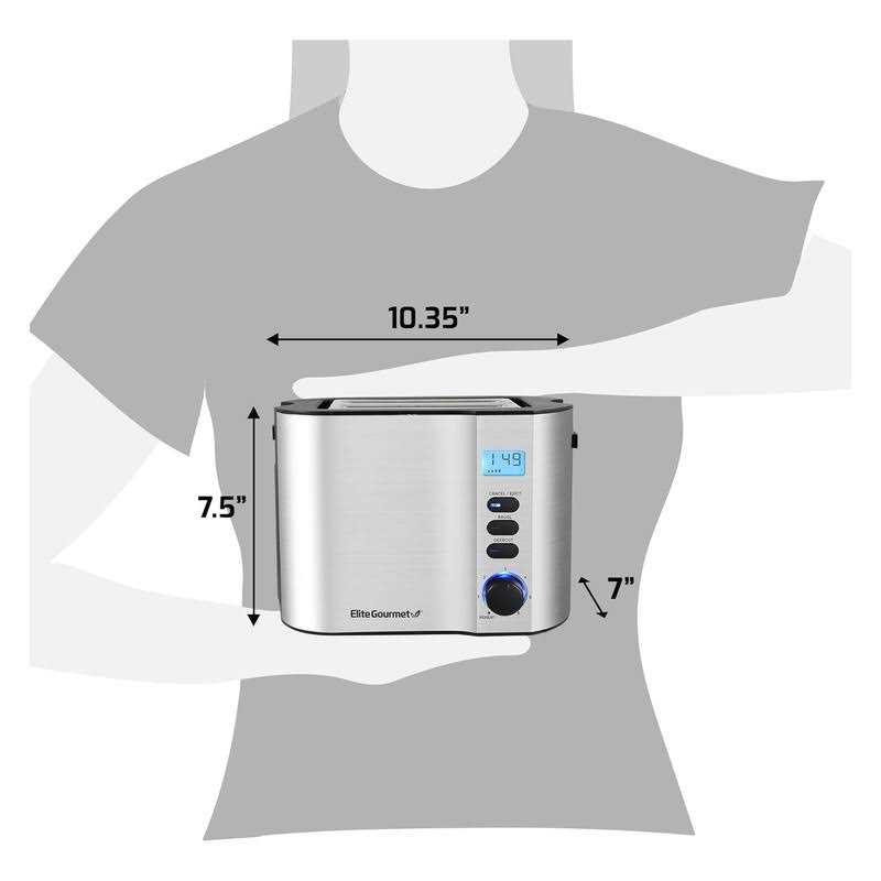 Elite Gourmet Stainless Steel 2-Slice LCD Toaster