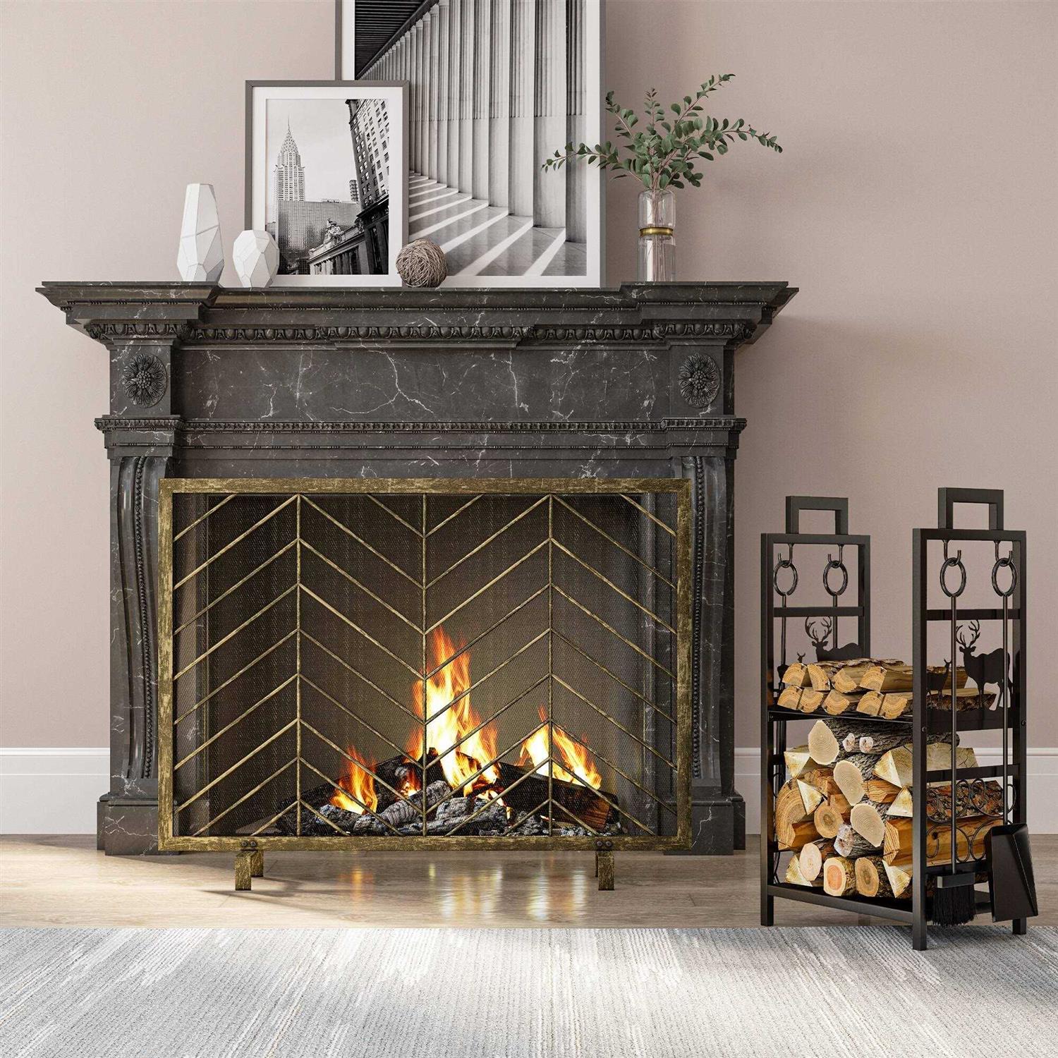 Modern Solid Wrought Iron Fireplace screen