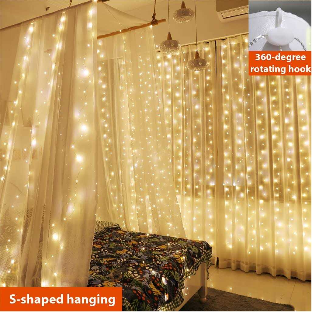 ZSJWL Curtain Lights 300 LED Curtain Fairy Lights with Remote