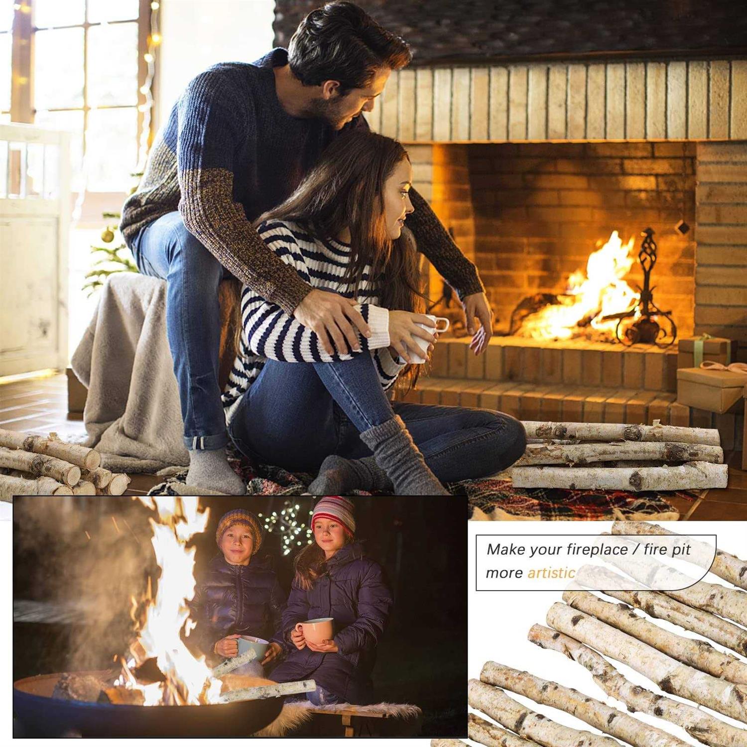 Uplama 6pack Small Birch Logs for Fireplace Unfinished Wood Crafts Diy Home Deco