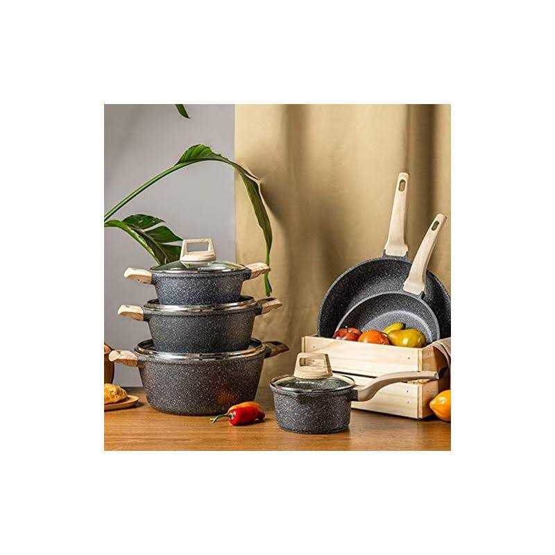 Carote Nonstick Cookware Sets 10 Pcs Non Stick Granite Stone Cookware Set Pots and Pans Set