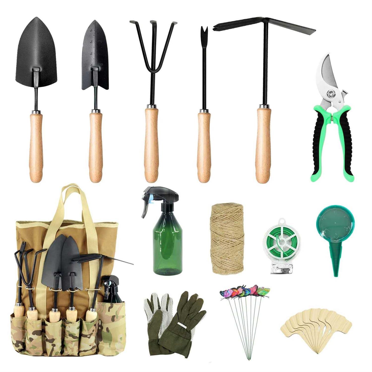 YRTSH Garden Tool Set Heavy Duty Gardening Tools,13 Piece Alloy Steel Hand Tool Starter Kit with Garden Bag,Trowel