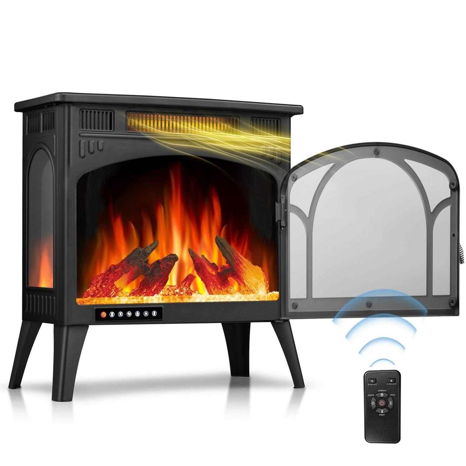 R.W.Flame Electric Fireplace Heater 25 with Remote Cathedral Stylish, Different Flame Effects and Log Set Colors