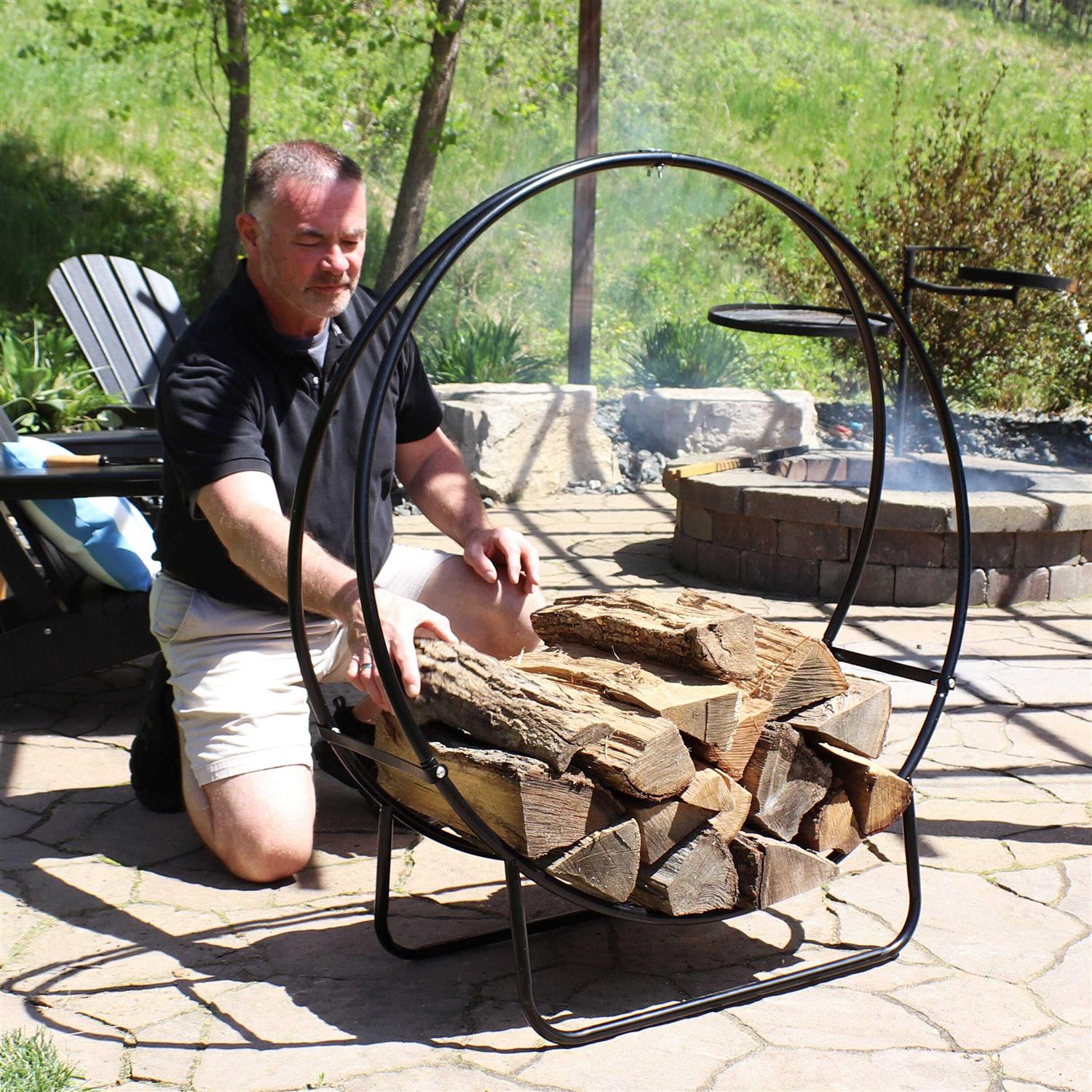 Sunnydaze Decor Steel Firewood Log Hoop