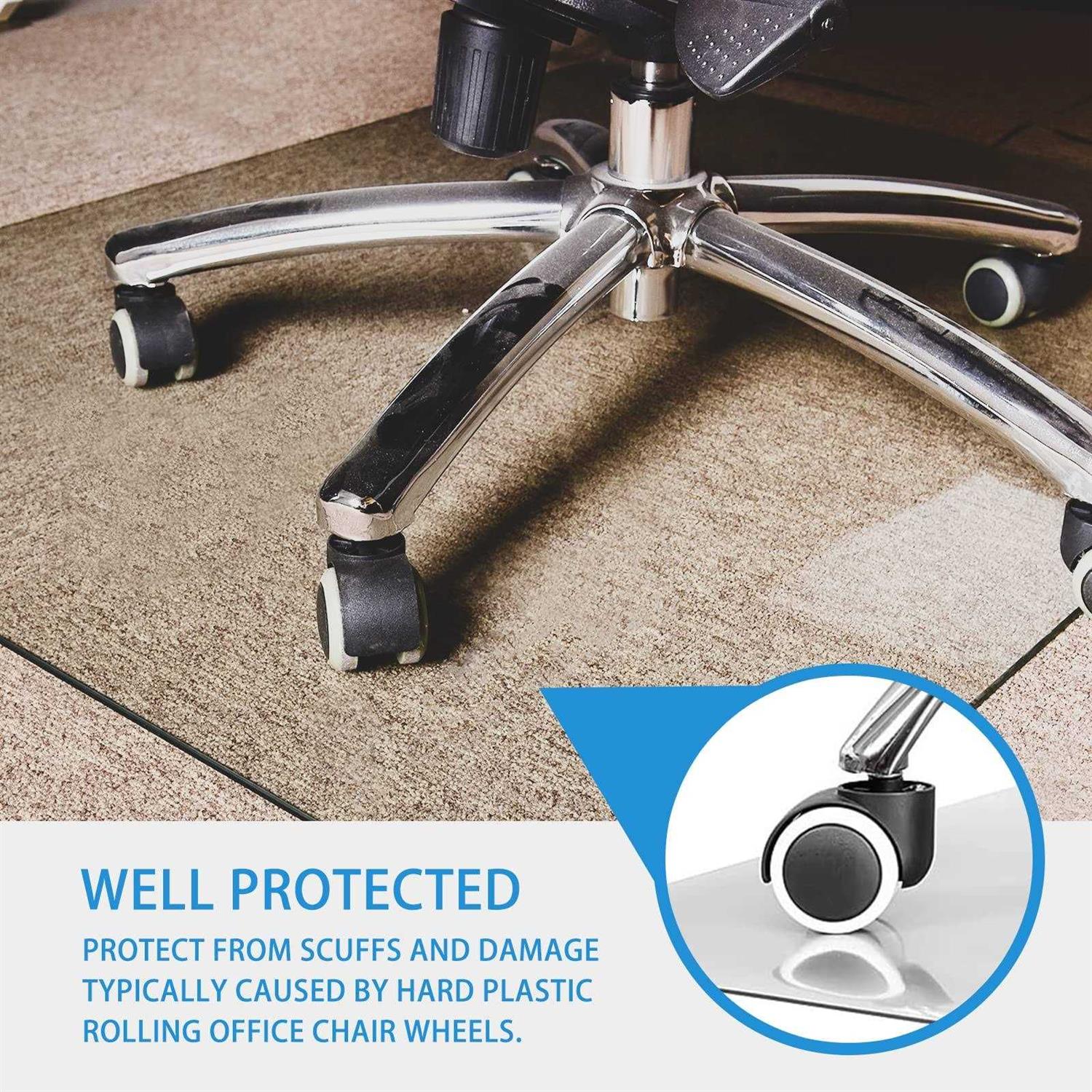 GLSLAND Office Chair Mat for Carpet 36 x 46 Tempered Glass Floor Mat
