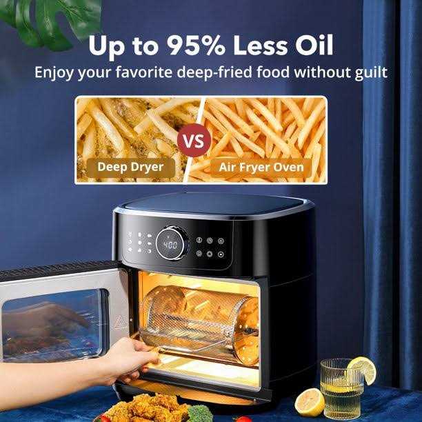 Taotronics Air Fryer 1700w 14.8 Quart 9 in 1 Air Fryer Oven Oil-less Cooker with Rotisserie Shaft