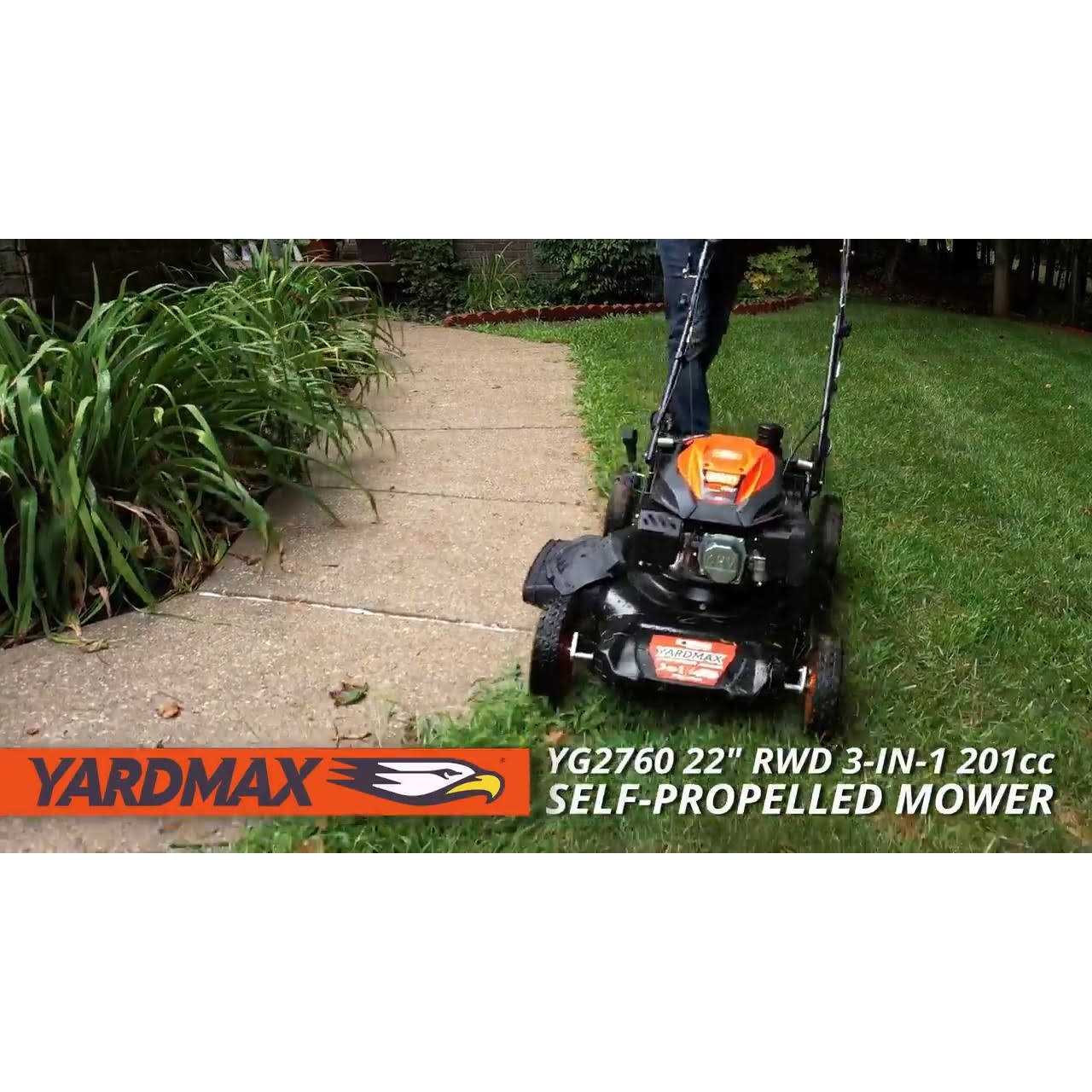YARDMAX 22 in. 201 cc SELECT PACE 6 Speed CVT High Wheel RWD 3-in-1 Gas Walk Behind Self Propelled Lawn Mower