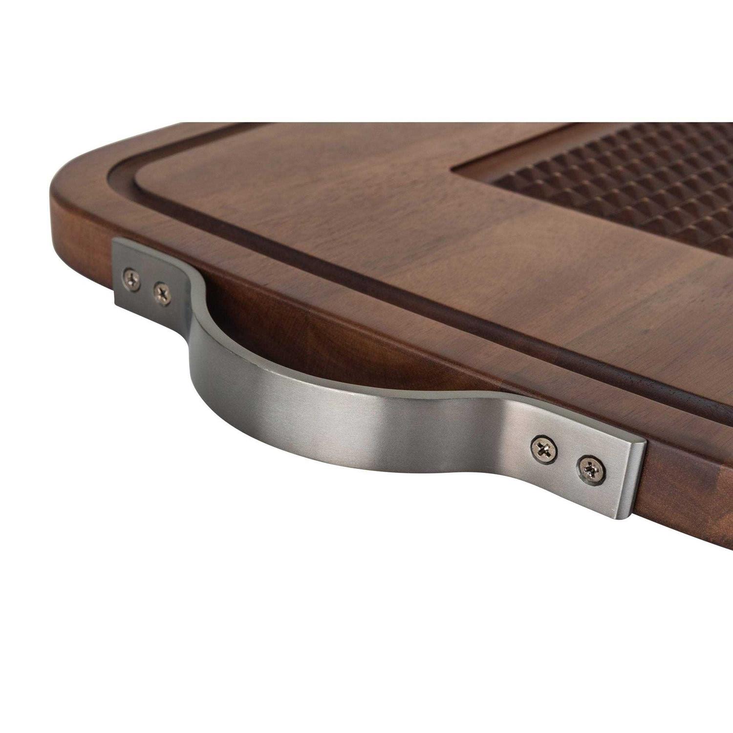 Viking Acacia Carving Board with Juice Well & Metal Handles