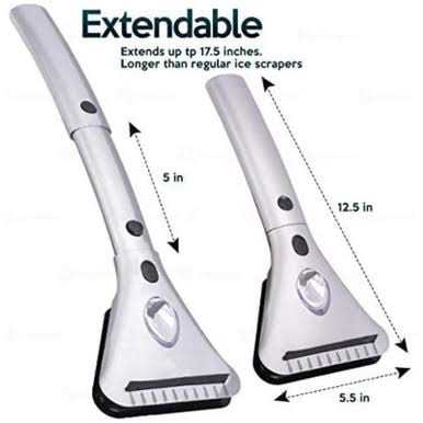 Zone Tech Heated Car Window Snow/Ice Scraper with Light Extendable 12V LED Light Heated Ice/Snow Scraper with 15.8 feet Long Cord