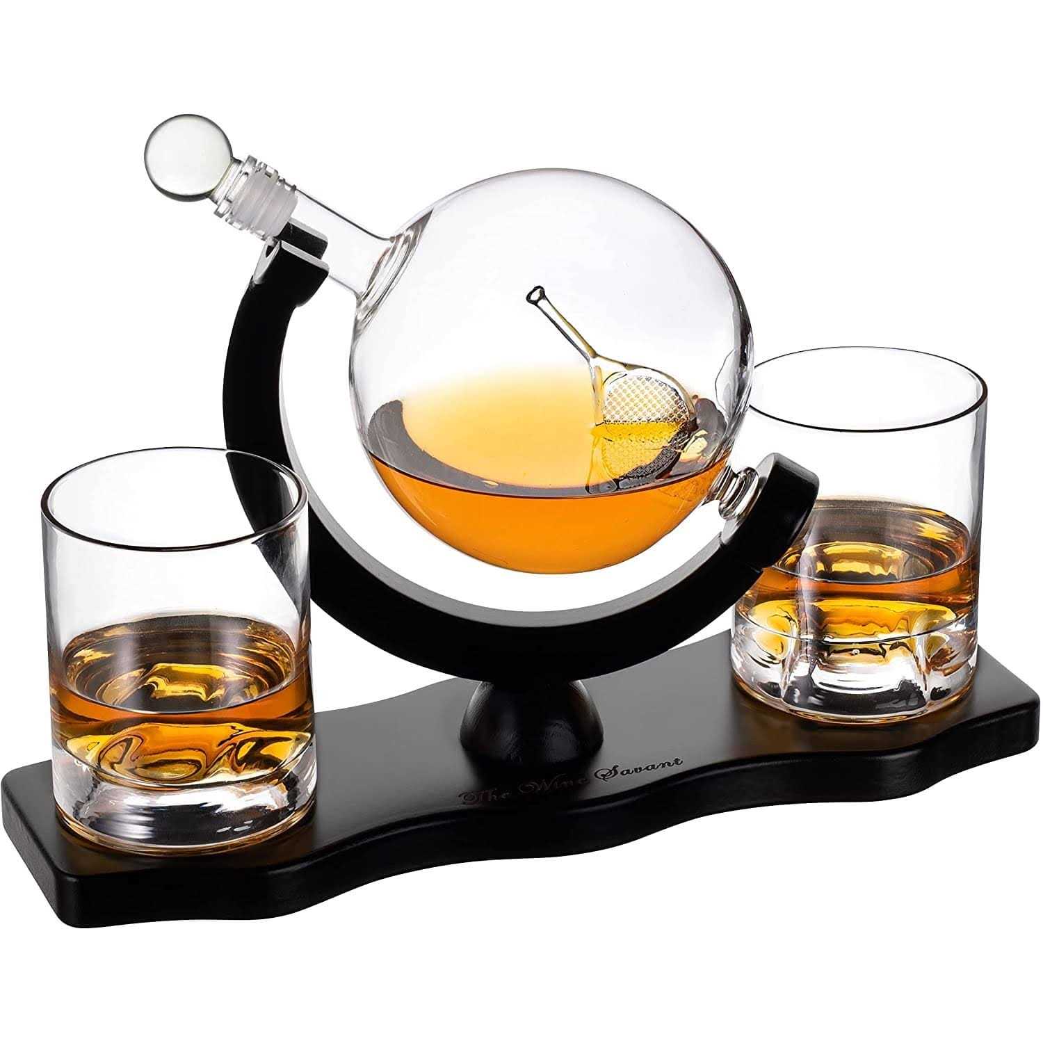 The Wine Savant Swordfish & Sailfish Wine &Whiskey Decanter Dispenser and 4 Liquor Glasses