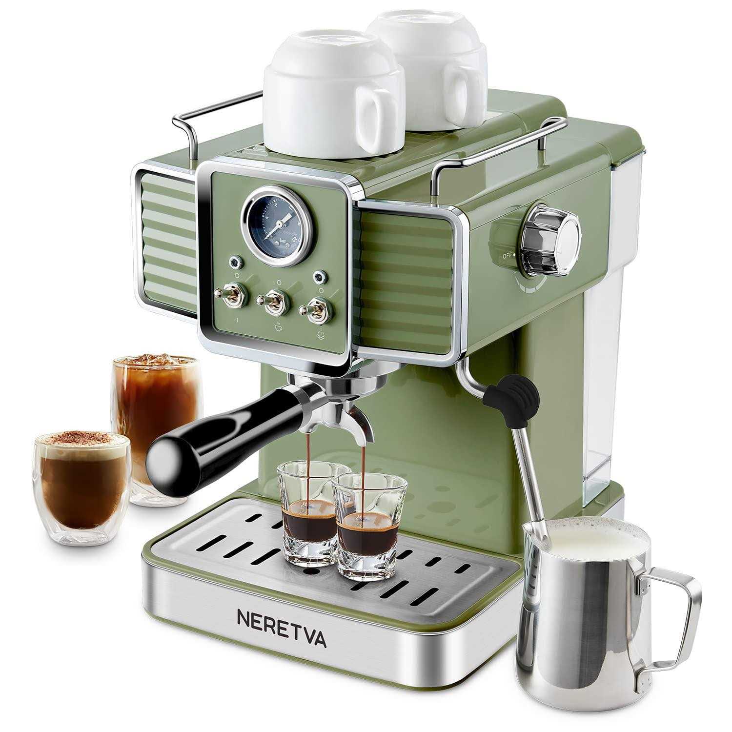 neretva 15 bar espresso coffee machine with milk frother steam wand