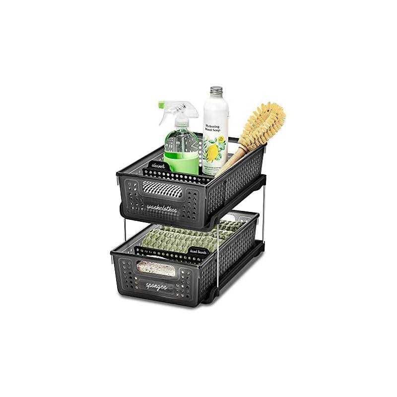 Madesmart 2-Tier Organizer with Dividers Slide-Out Baskets