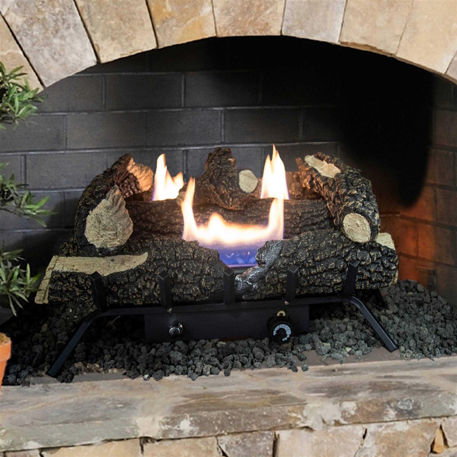 allen + roth 30,000-BTU Dual Vent-free Gas Fireplace Logs with Thermostat VFL3-RW24DTL