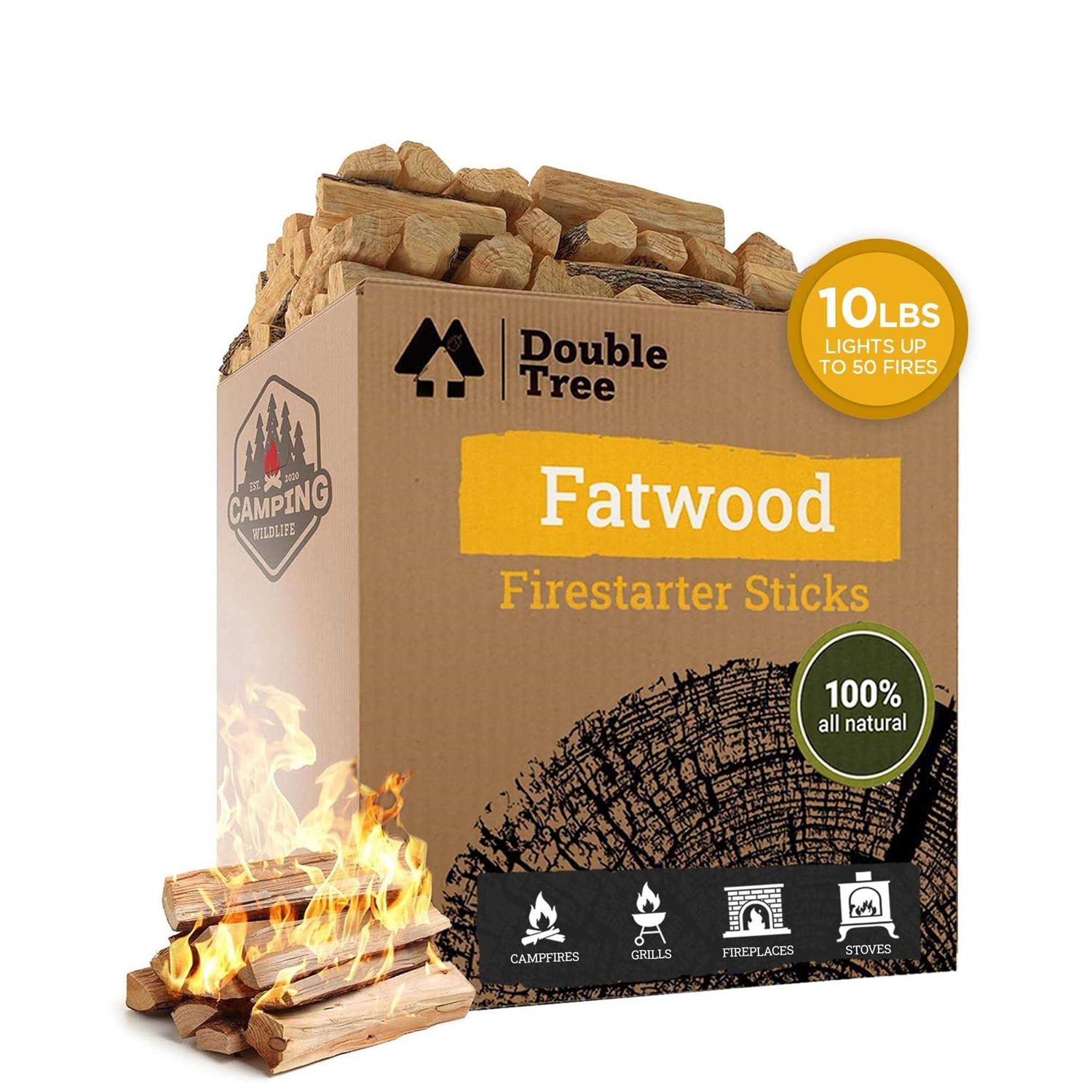 Double Tree Fatwood Fire Starter Sticks Premium Organic Resin Rich