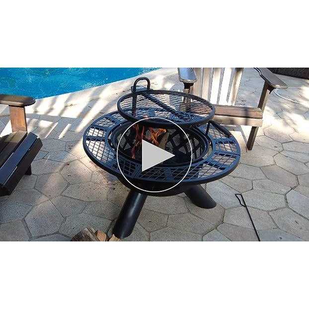 BALI OUTDOORS Fire Pits Outdoor Wood Burning Wood Fire Pit with Cooking Grate Outdoor Fireplace with Cooking Grill Firepit Grill