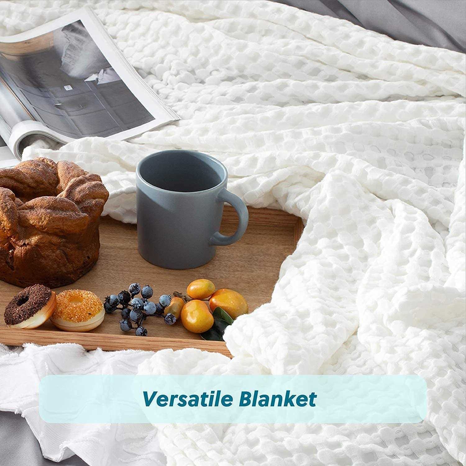 Bedsure Waffle Cotton Blanket King