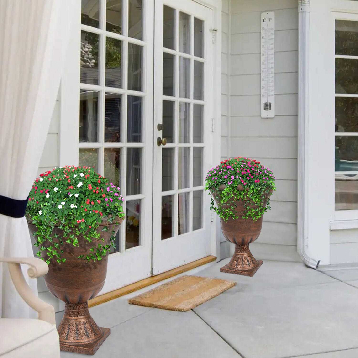 Worth Garden 15 in. x 22 Plastic Urn Planter