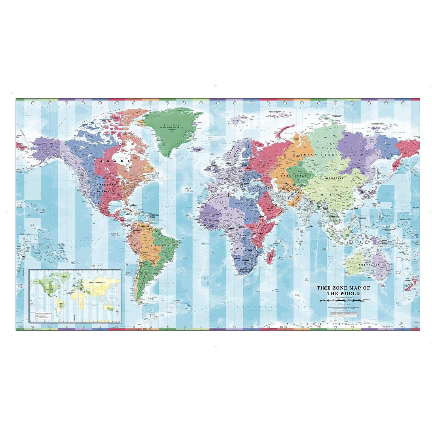 Time Zone Wall Map of The World