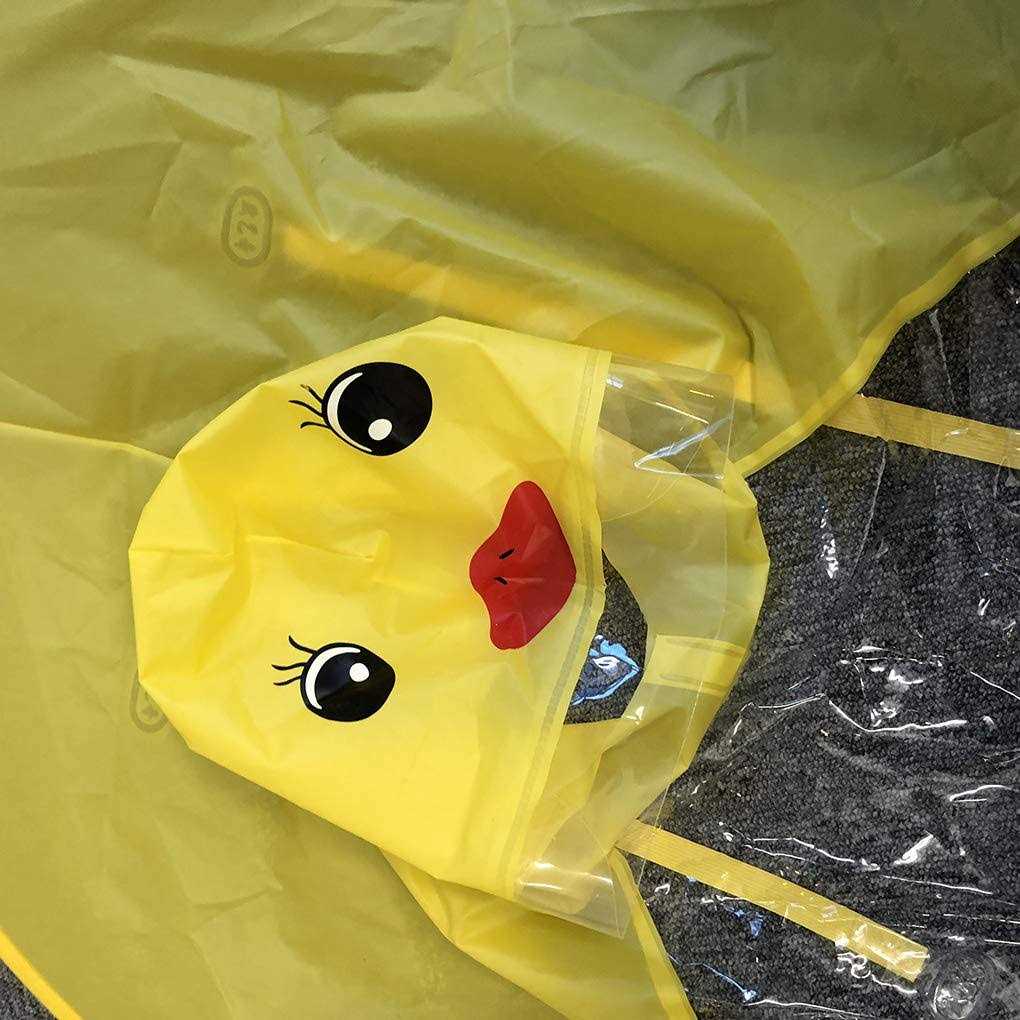 Lafuncosa Child Yellow Duck UFO Raincoat Hand Free Umbrella Hat S