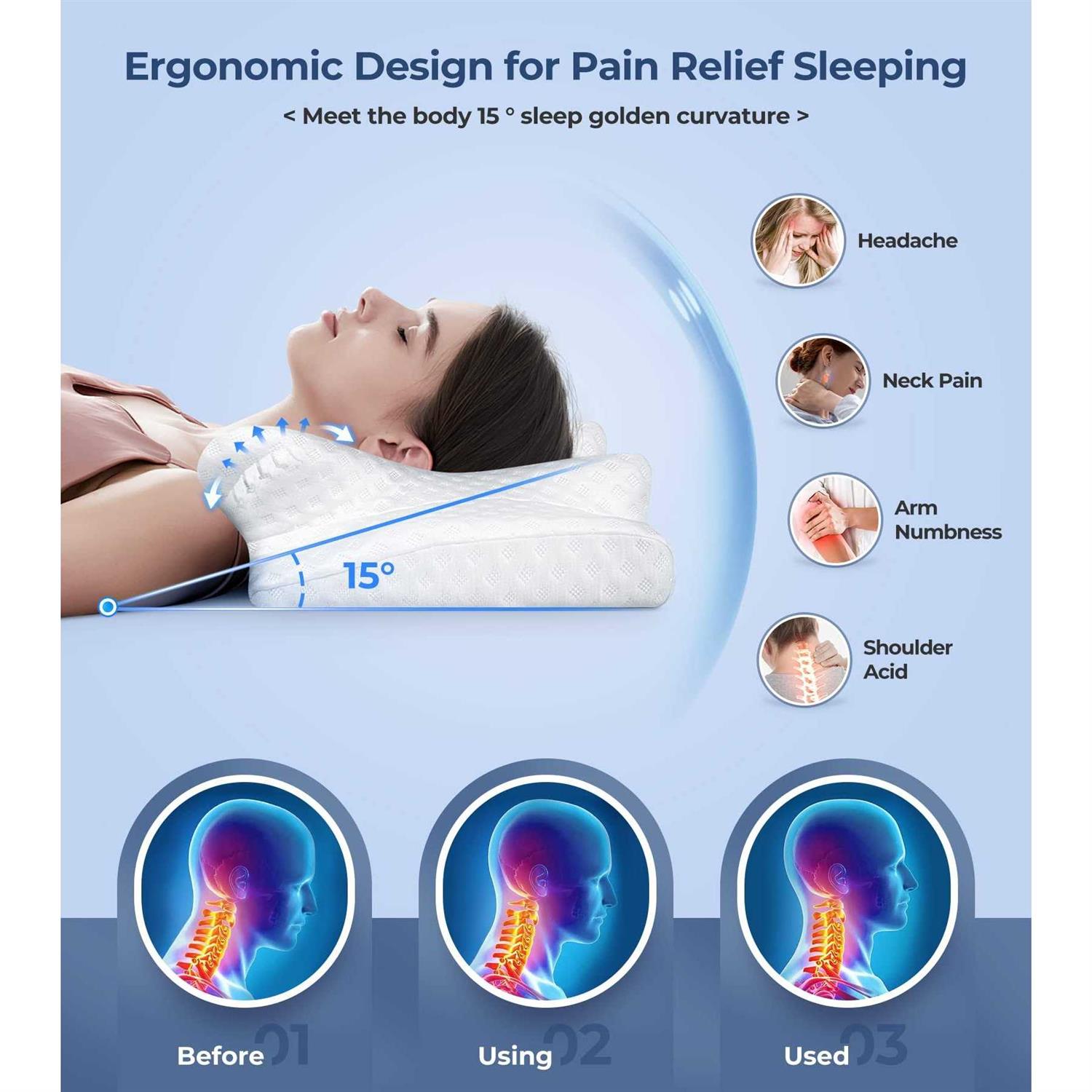 RIDOFTY 5X Pain Relief Cervical Pillow for Neck and Shoulder Support