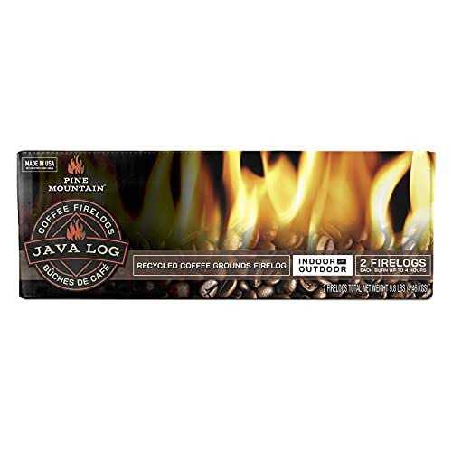 Pine Mountain Java Log Recycled Coffee Grounds 4-Hour Firelog Long Burning Firelog for Campfire