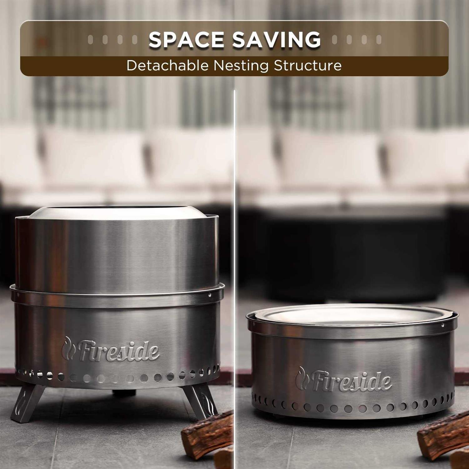 TURBRO Smokeless Fire Pit for Outdoor Wood Burning 19 Inch