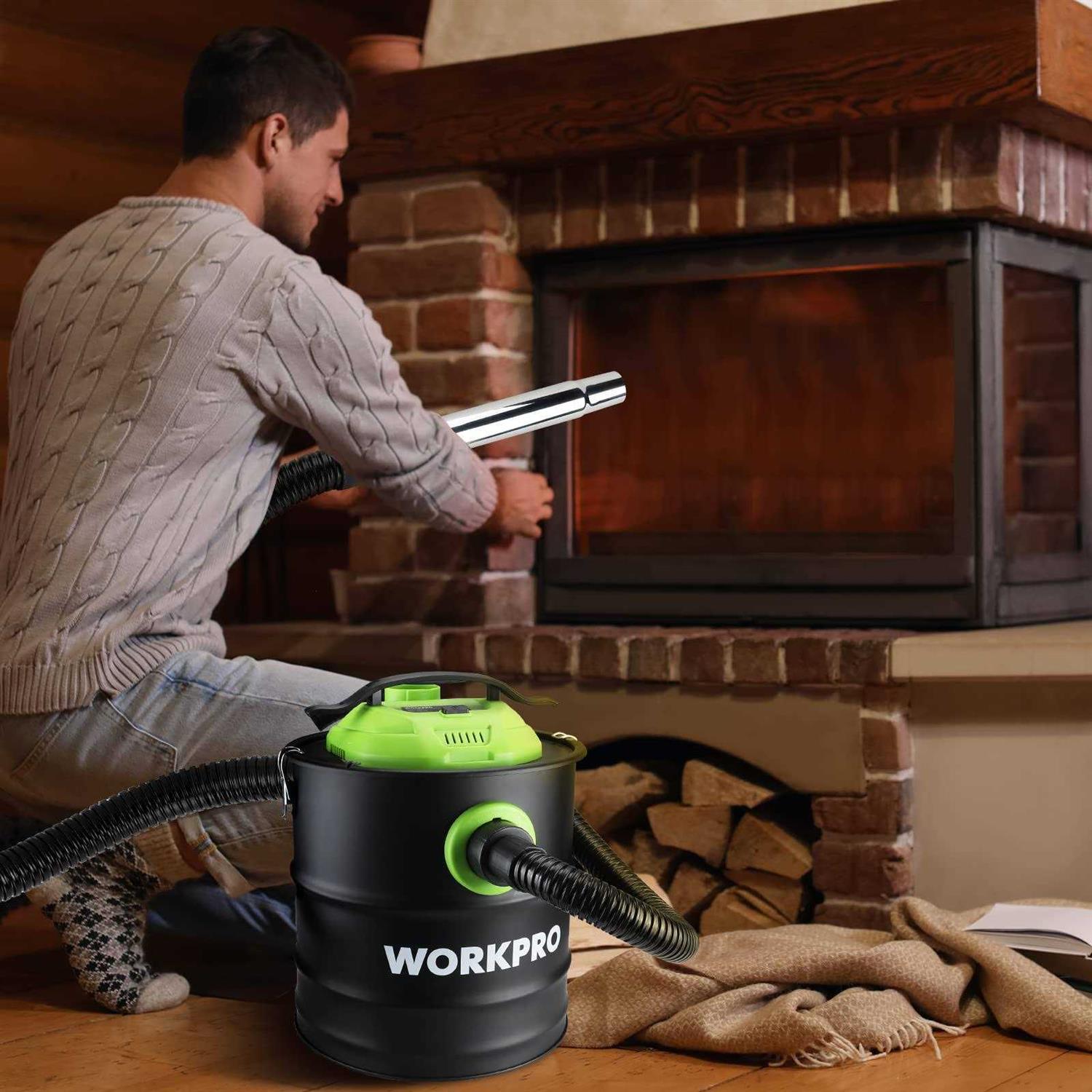 Workpro 5.2 Gallon Ash Vacuum, 5.5 Peak Horsepower Ash Vac Cleaner with Hepa Filter, Hose and Accessories for Fireplaces