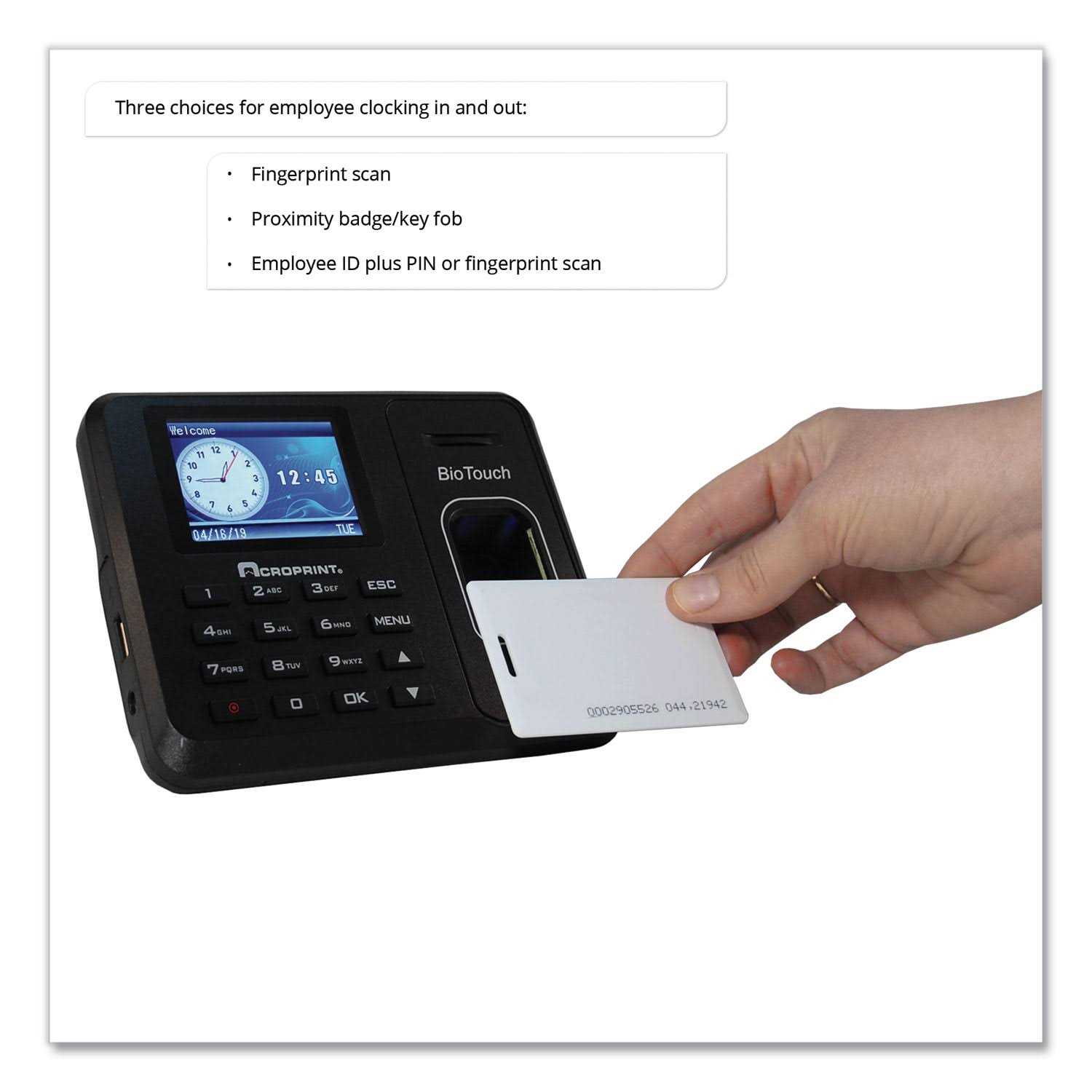 Acroprint BioTouch Time Clock & Badges Bundle