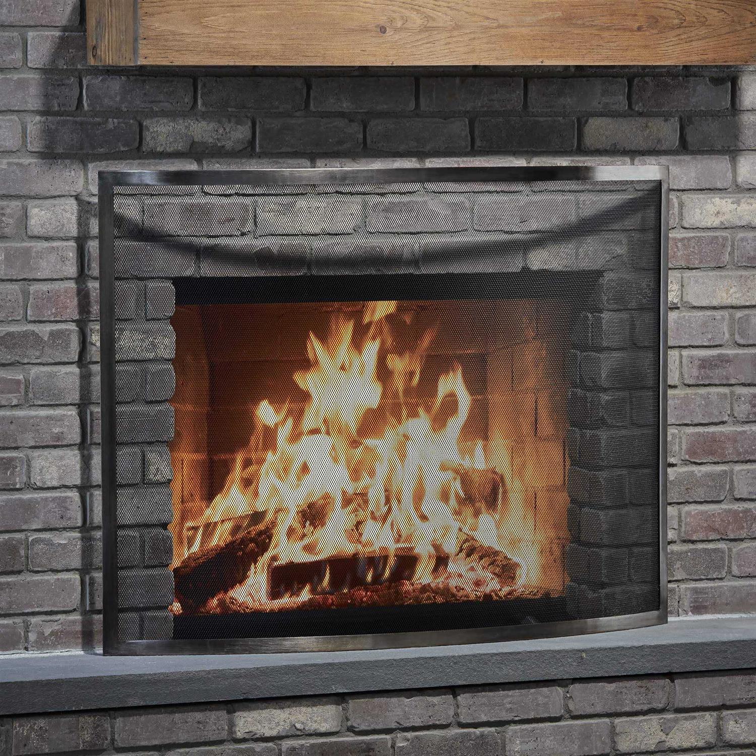 Uniflame Single Panel Curved Pewter Screen S-1613