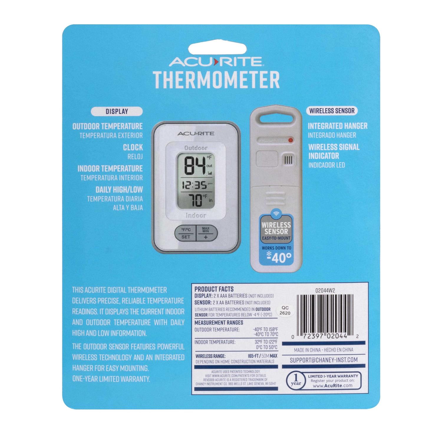 Acurite Wireless Indoor & Outdoor Digital Thermometer with Clock