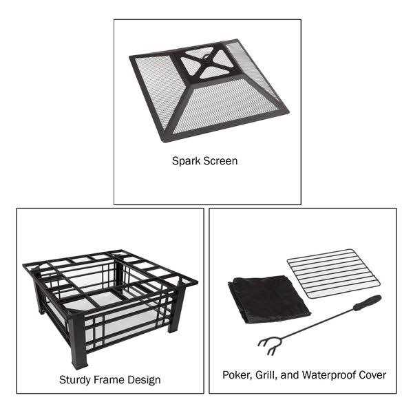 Pure Garden 32-Inch Outdoor Wood Burning Firepit/Fireplace