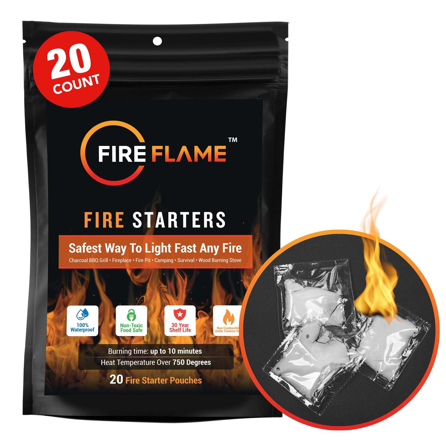Fireflame Quick Instant Fire Starter 100% Waterproof All-Purpose Indoor & Outdoor FireStarter