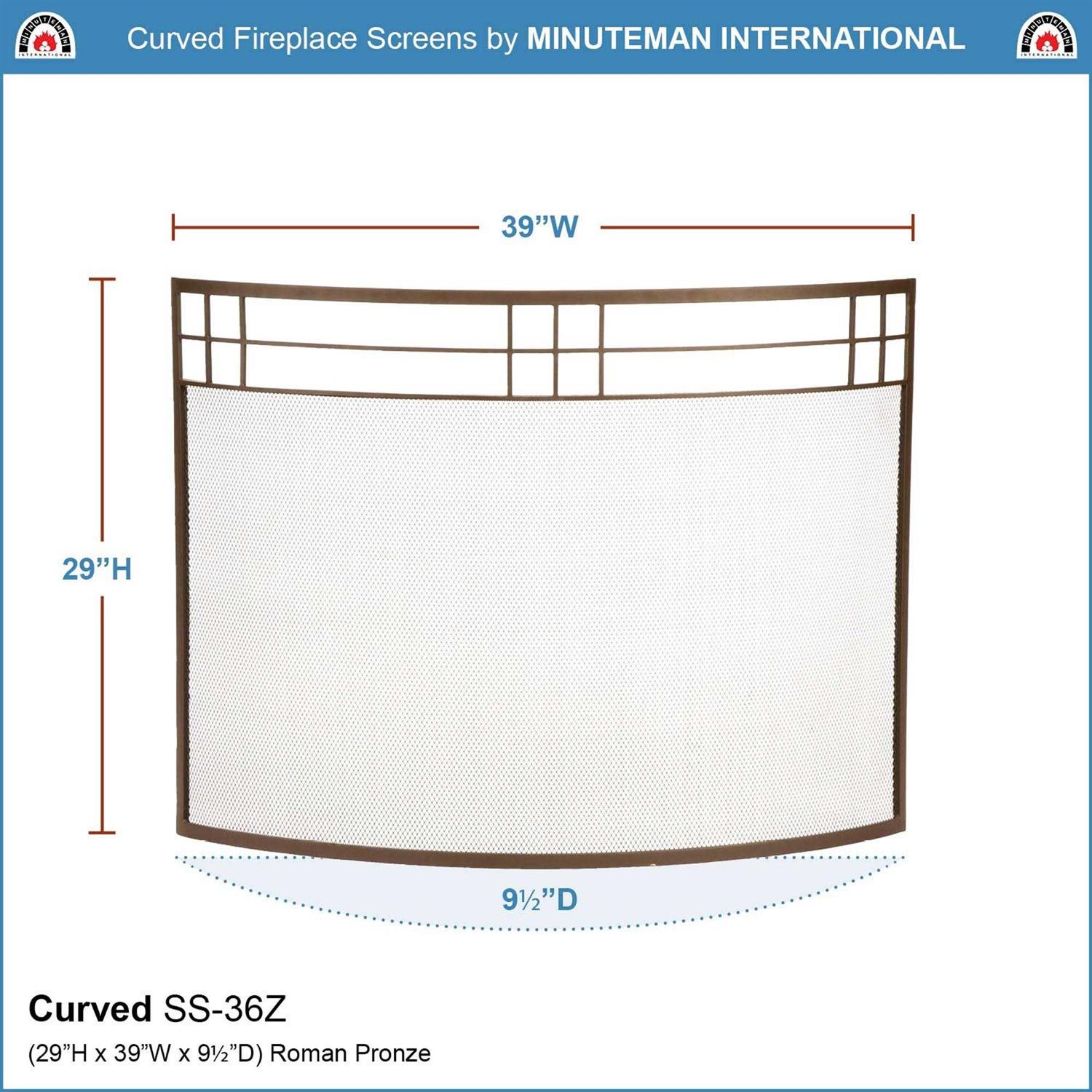 Minuteman International Arts and Crafts Curved Fireplace Screen
