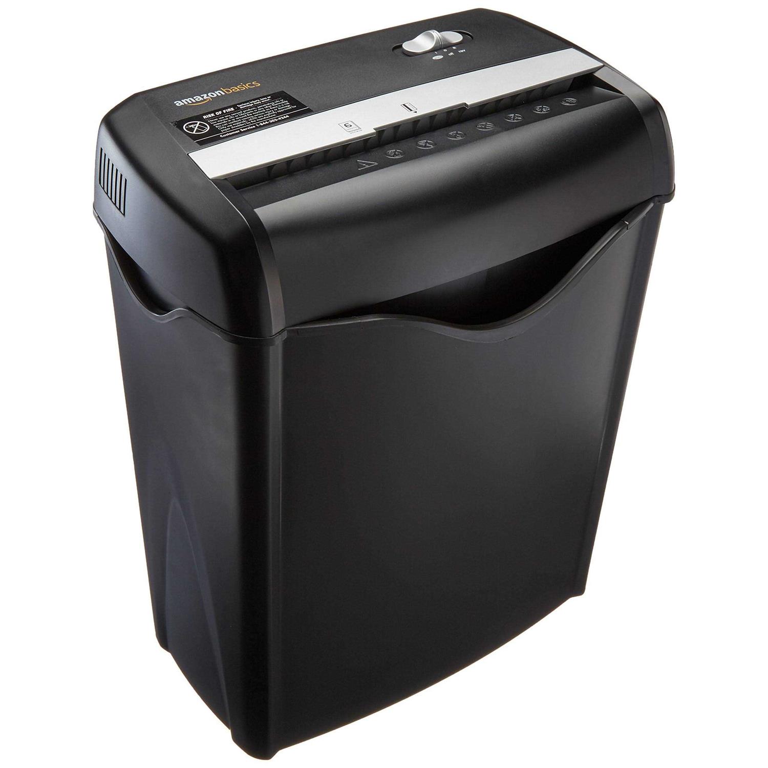 Amazon Basics 6-Sheet Cross-Cut Paper and Credit Card Shredder